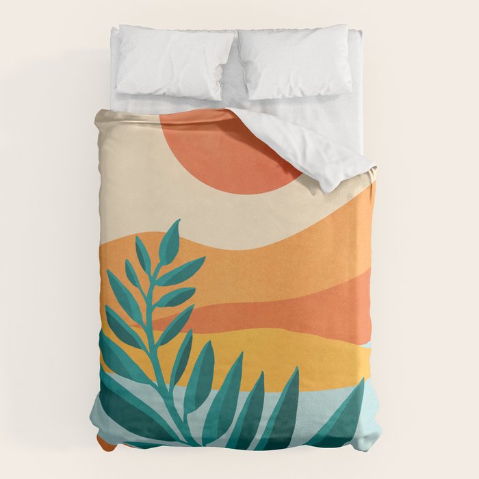 Mountain Sunset Colorful Landscape Illustration Duvet Cover Gallery Image 6