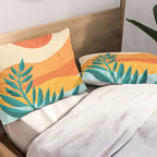 Mountain Sunset Colorful Landscape Illustration Pillow Sham Gallery Image 2