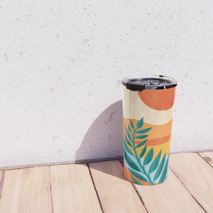 Mountain Sunset Colorful Landscape Illustration Travel Mug Gallery Image 4