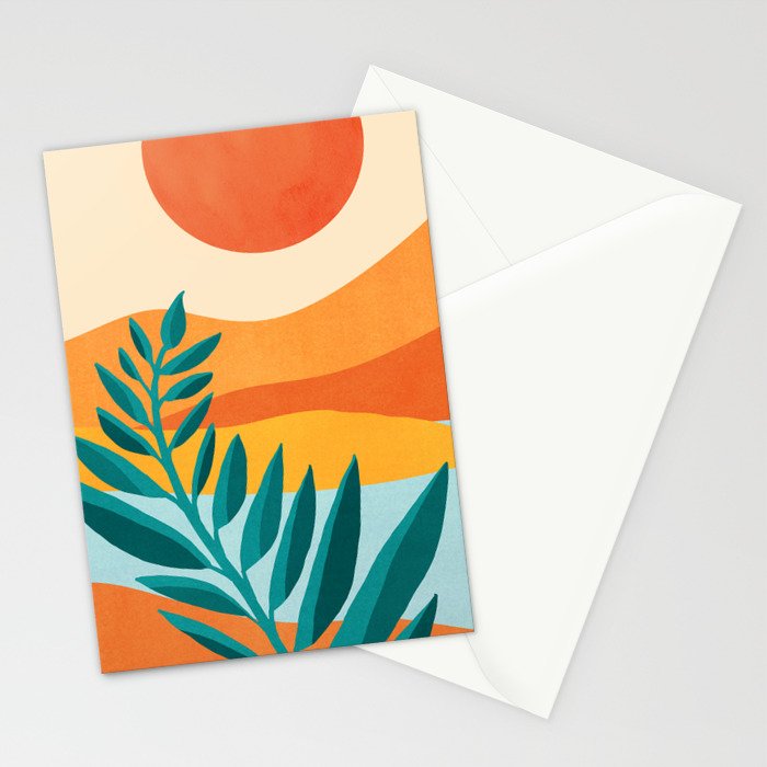 Mountain Sunset Colorful Landscape Illustration Stationery Card Gallery Image 2