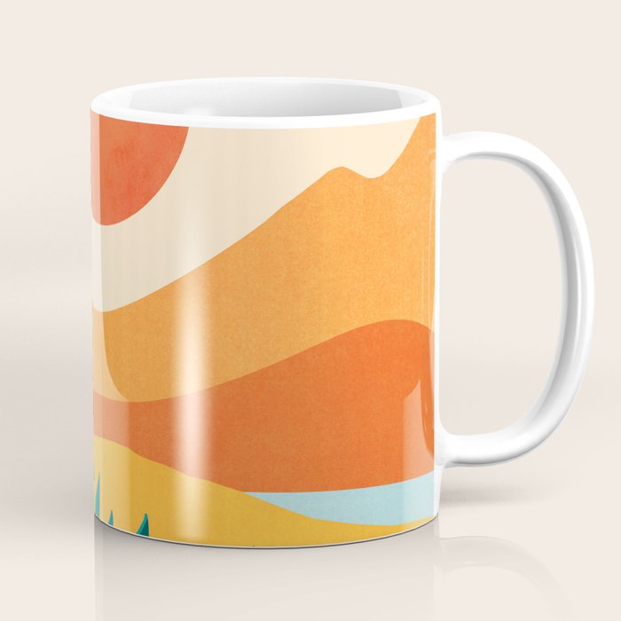 Mountain Sunset Colorful Landscape Illustration Coffee Mug Gallery Image 1
