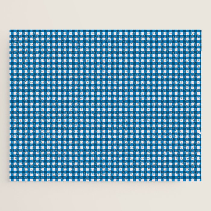 Classic Mini Check in Blue and White Jigsaw Puzzle Gallery Image 1