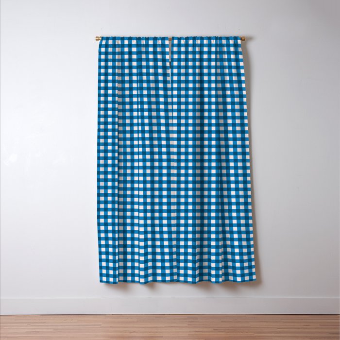 Classic Mini Check in Blue and White Window Curtain Gallery Image 3