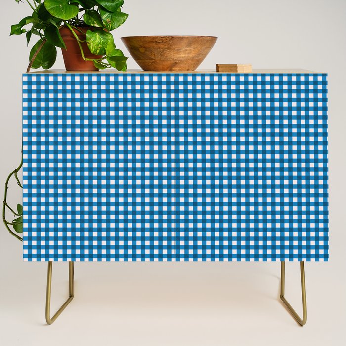 Classic Mini Check in Blue and White Credenza Gallery Image 1