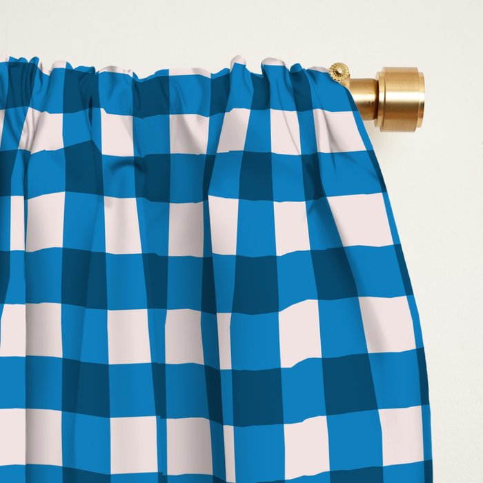 Classic Mini Check in Blue and White Window Curtain Gallery Image 2