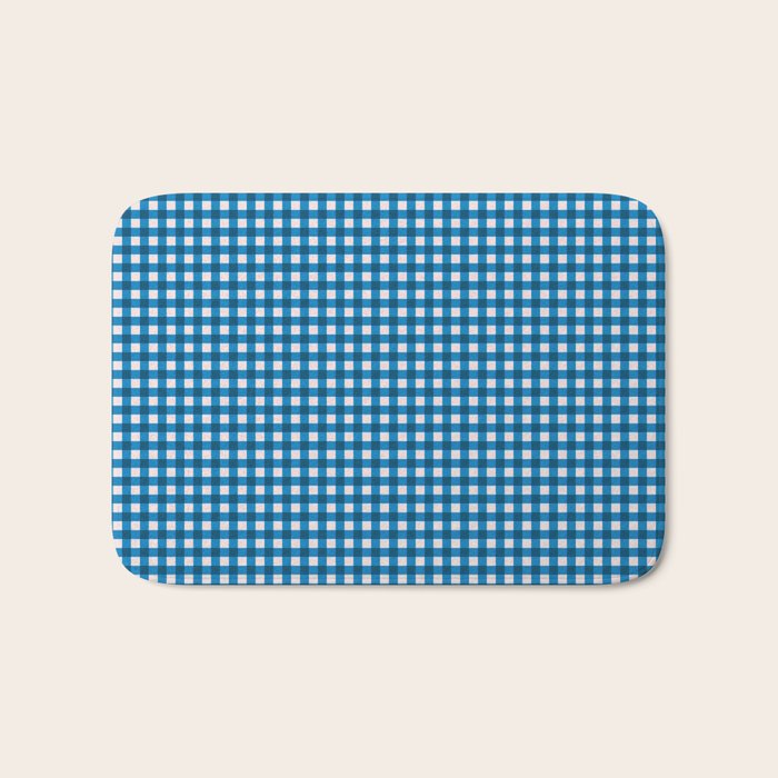 Classic Mini Check in Blue and White Bath Mat Gallery Image 1