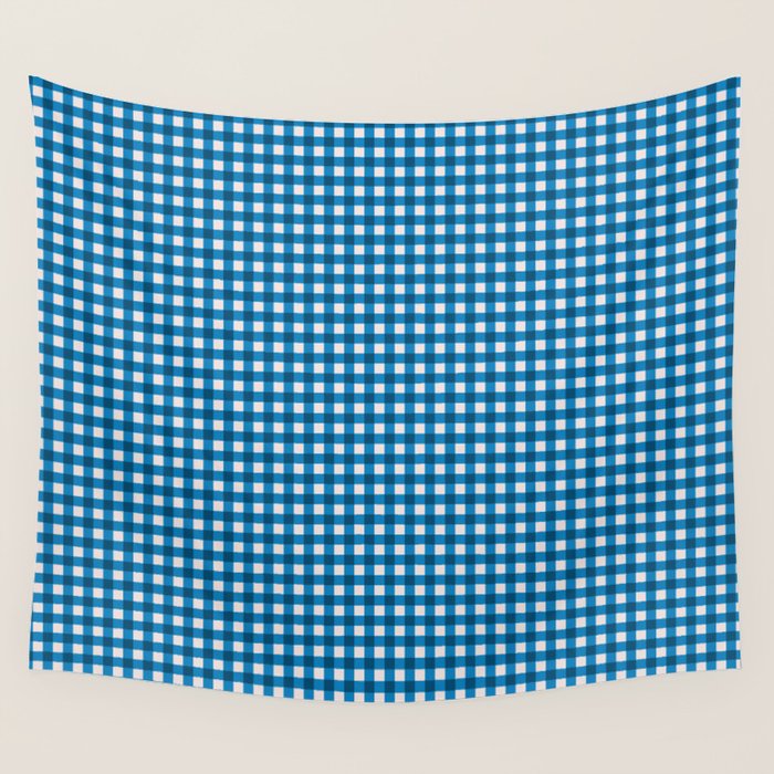 Classic Mini Check in Blue and White Wall Tapestry Gallery Image 4