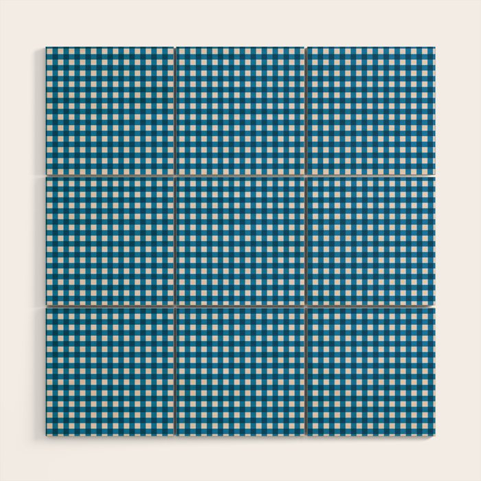 Classic Mini Check in Blue and White Wood Wall Art Gallery Image 1