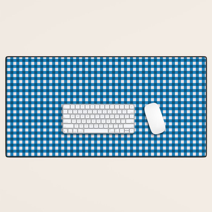 Classic Mini Check in Blue and White Desk Mat Gallery Image 1