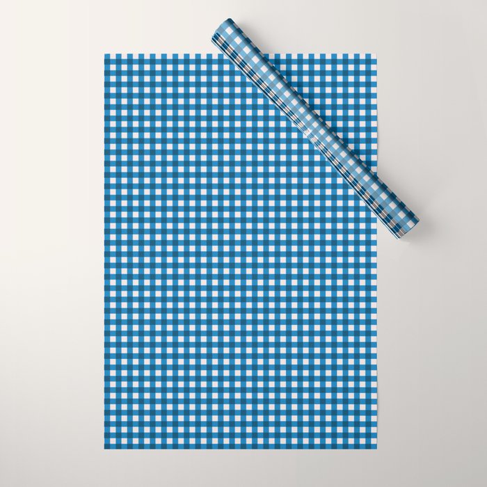 Classic Mini Check in Blue and White Wrapping Paper Gallery Image 1