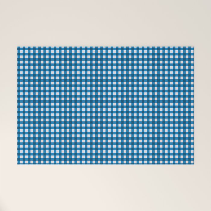 Classic Mini Check in Blue and White Welcome Mat Gallery Image 1