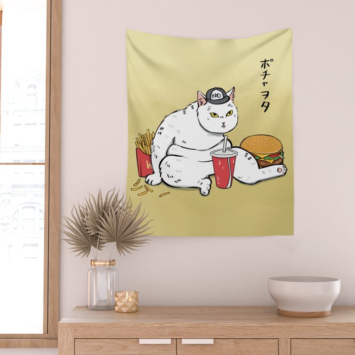 Fast Food Cat Wall Tapestry Gallery Image 2