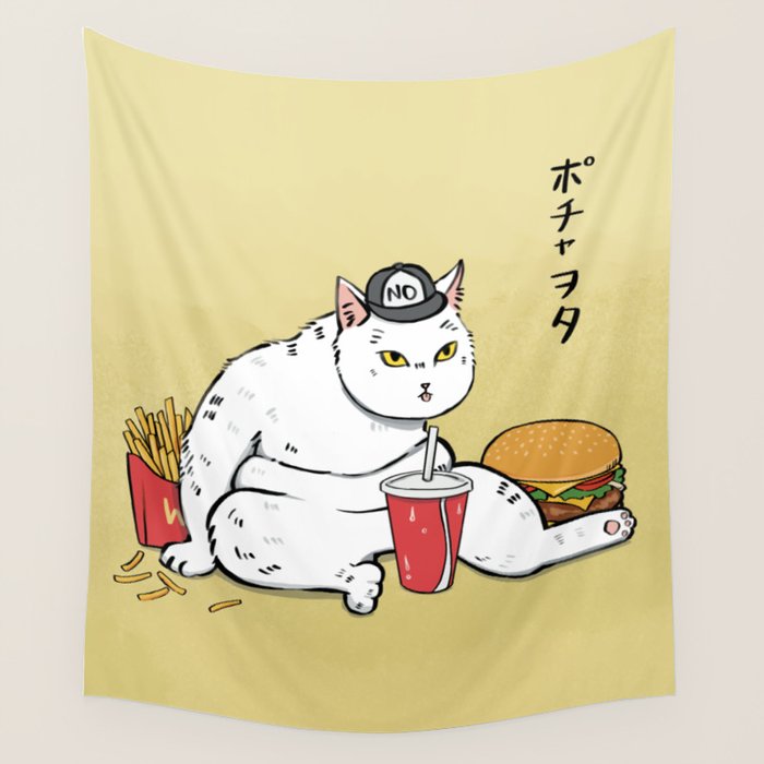 Fast Food Cat Wall Tapestry Gallery Image 1