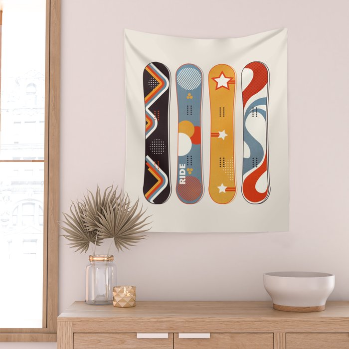 Retro Snowboards  Wall Tapestry Gallery Image 2