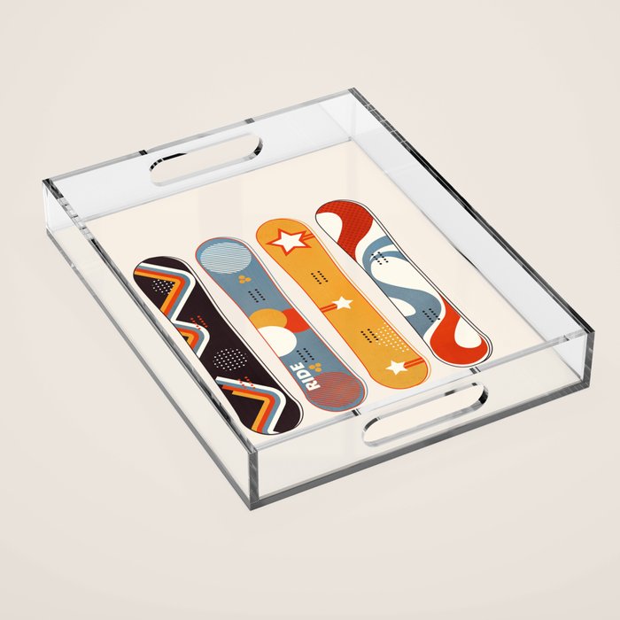 Retro Snowboards  Acrylic Tray Gallery Image 1