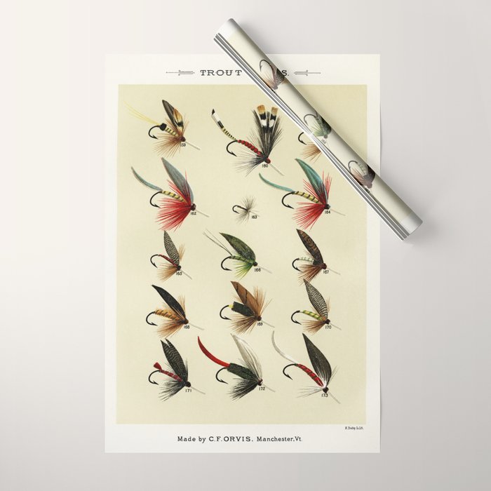 Angler Fishing Lure - Trout Fly Fishing Wrapping Paper Gallery Image 1