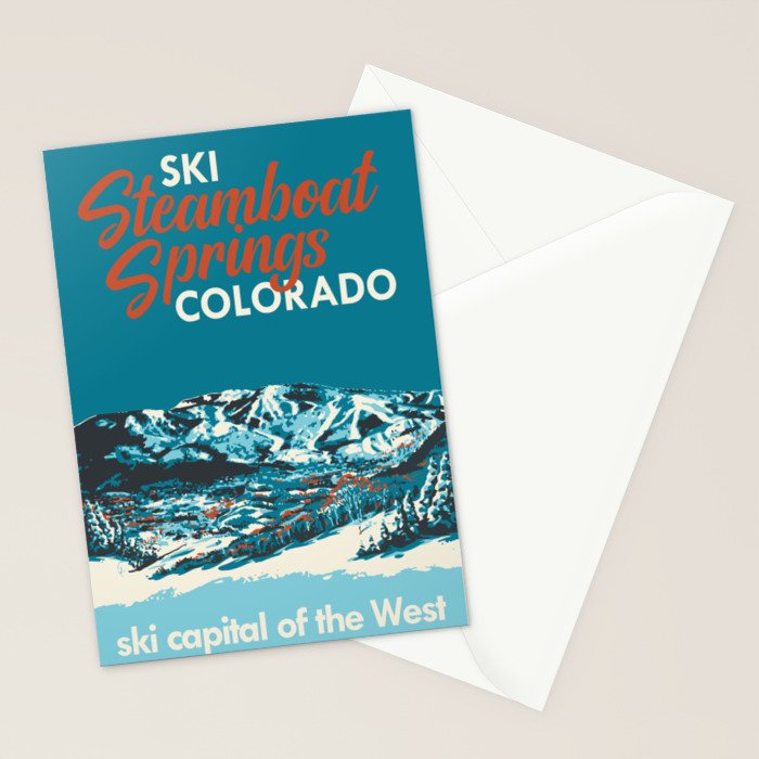Steamboat Springs Vintage Ski Poster Stationery Card Gallery Image 2