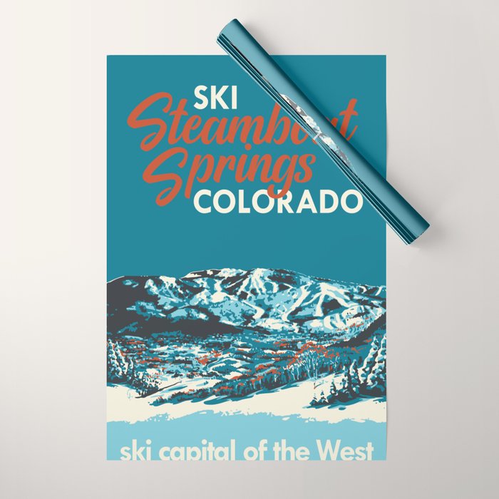 Steamboat Springs Vintage Ski Poster Wrapping Paper Gallery Image 1