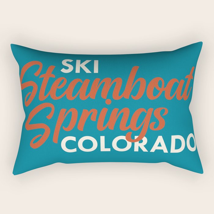Steamboat Springs Vintage Ski Poster Rectangular Pillow Gallery Image 2