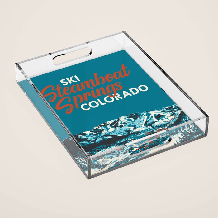 Steamboat Springs Vintage Ski Poster Acrylic Tray Gallery Image 1
