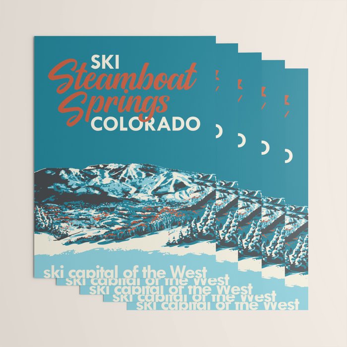 Steamboat Springs Vintage Ski Poster Wrapping Paper Gallery Image 3