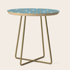 Atomic Age Retro Starburst Mid-century Modern Pattern in Burnished Gold, Taupe, Cream, and 50s Blue Side Table Gallery Image 1