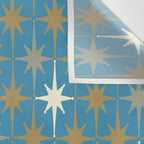 Atomic Age Retro Starburst Mid-century Modern Pattern in Burnished Gold, Taupe, Cream, and 50s Blue Wall Tapestry Gallery Image 3