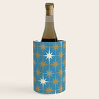 Atomic Age Retro Starburst Mid-century Modern Pattern in Burnished Gold, Taupe, Cream, and 50s Blue Wine Chiller Gallery Image 3