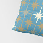 Atomic Age Retro Starburst Mid-century Modern Pattern in Burnished Gold, Taupe, Cream, and 50s Blue Pillow Sham Gallery Image 4