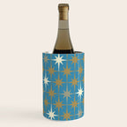 Atomic Age Retro Starburst Mid-century Modern Pattern in Burnished Gold, Taupe, Cream, and 50s Blue Wine Chiller Gallery Image 2