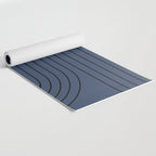 Minimal Line Curvature IV Navy Blue Mid Century Modern Arch Abstract Yoga Mat Gallery Image 2