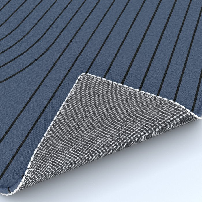 Minimal Line Curvature IV Navy Blue Mid Century Modern Arch Abstract Rug Gallery Image 4