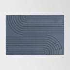 Minimal Line Curvature IV Navy Blue Mid Century Modern Arch Abstract Rug Gallery Image 2