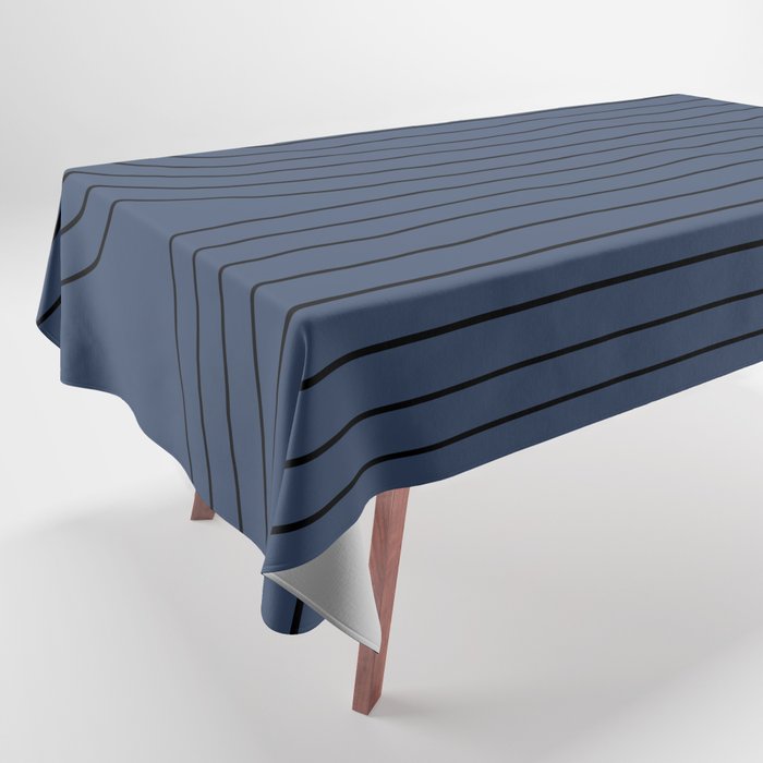 Minimal Line Curvature IV Navy Blue Mid Century Modern Arch Abstract Tablecloth Gallery Image 1
