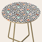 Funny retro cartoon sticker checkered pattern Side Table Gallery Image 2