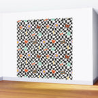 Funny retro cartoon sticker checkered pattern Wall Mural Gallery Image 2