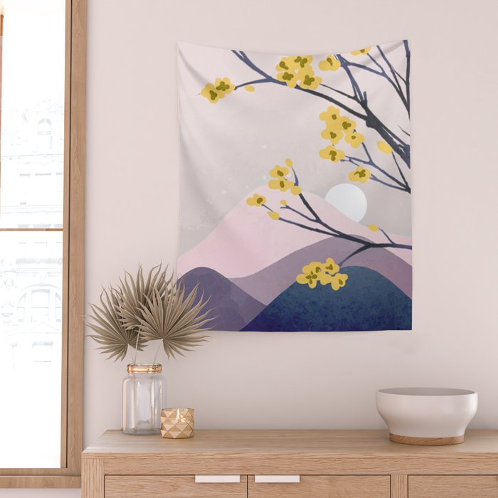 Midnight Bloom 01 Wall Tapestry Gallery Image 2