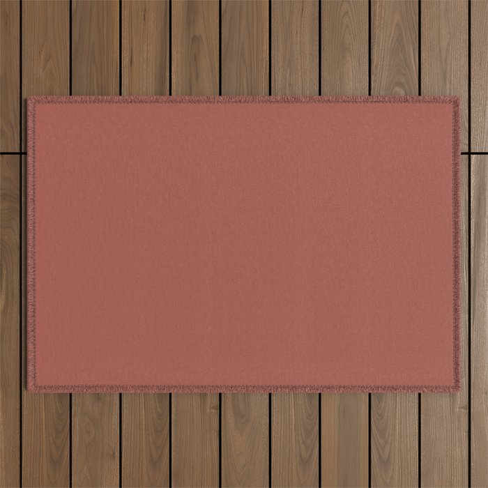 Rich Warm Burnt Sienna Adobe Clay Earth Tone Solid  Outdoor Rug Gallery Image 1