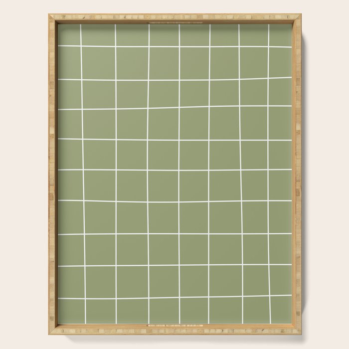 Hand Drawn Grid Green Serving Tray Gallery Image 1