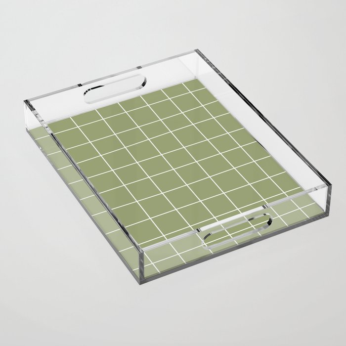 Hand Drawn Grid Green Acrylic Tray Gallery Image 1