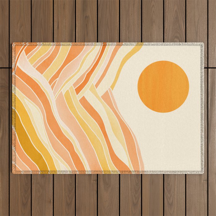Golden Mountain Sunset / Abstract Landscape Outdoor Rug Gallery Image 1