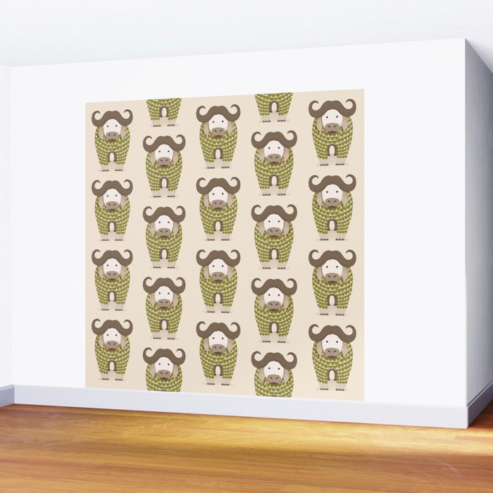 Whimsical Cape Buffalo Wall Mural Gallery Image 2