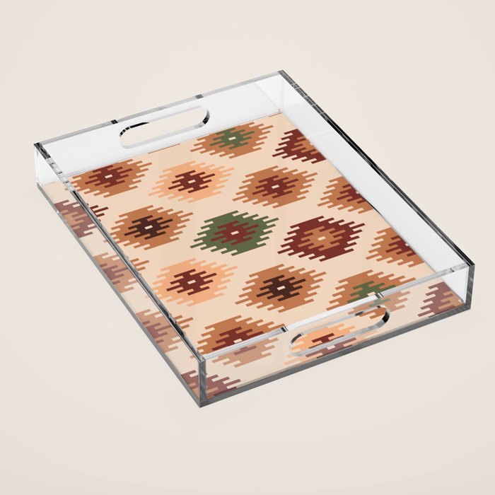Southwest native Aztec diamonds kilim Acrylic Tray Gallery Image 1
