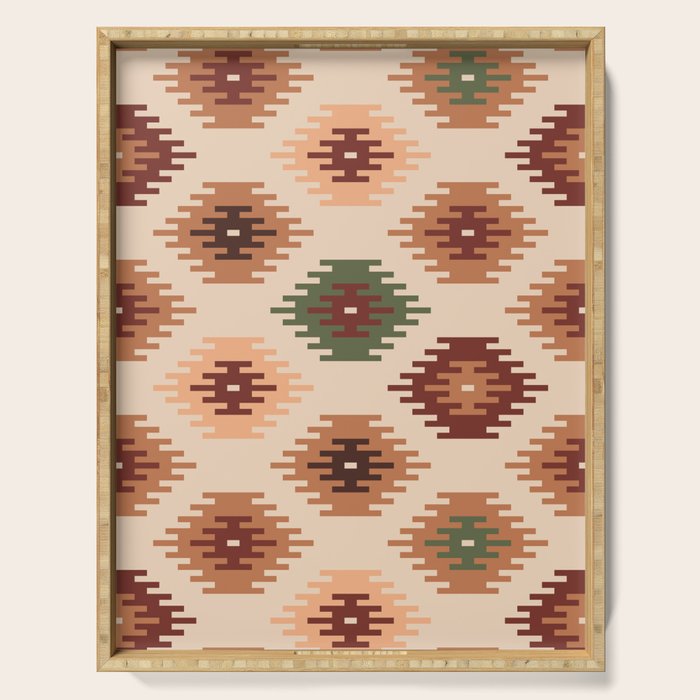 Southwest native Aztec diamonds kilim Serving Tray Gallery Image 1