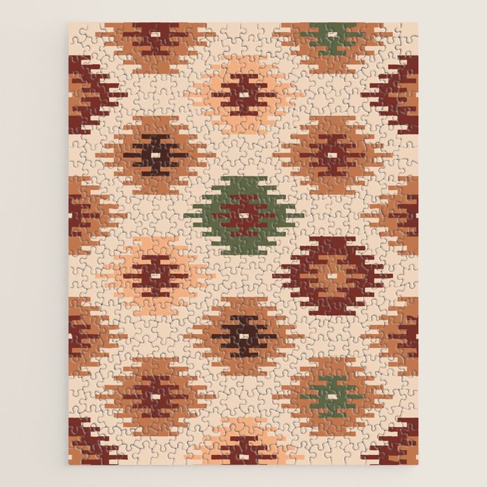 Southwest native Aztec diamonds kilim Jigsaw Puzzle Gallery Image 1