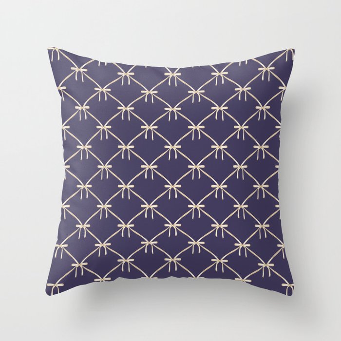 Bows & Ribbons Pattern XXXII Dark Lavender Purple Throw Pillow Gallery Image 1