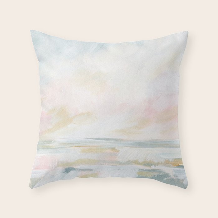 Golden Hour - Pastel Seascape Throw Pillow Gallery Image 1