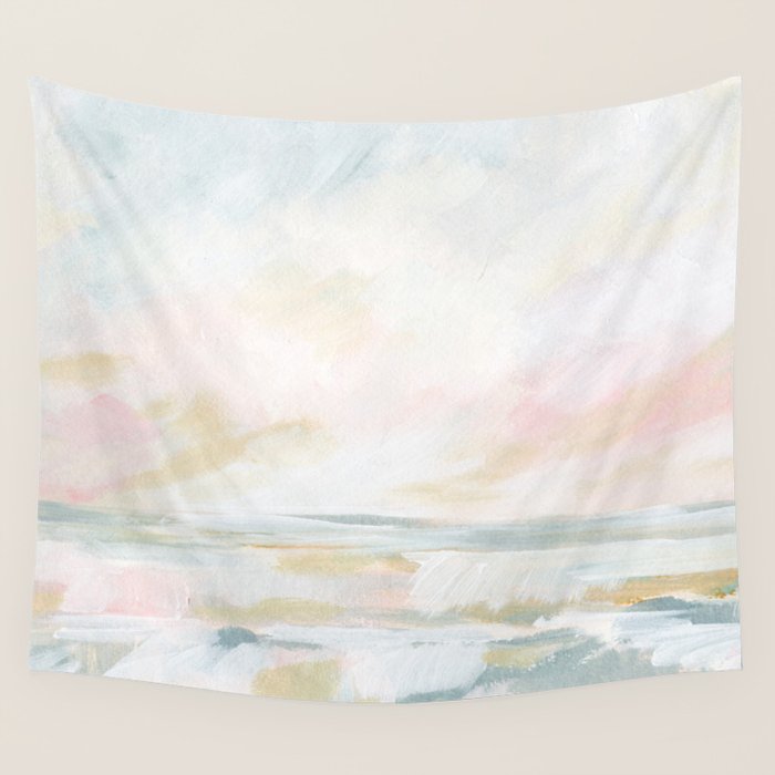 Golden Hour - Pastel Seascape Wall Tapestry Gallery Image 1