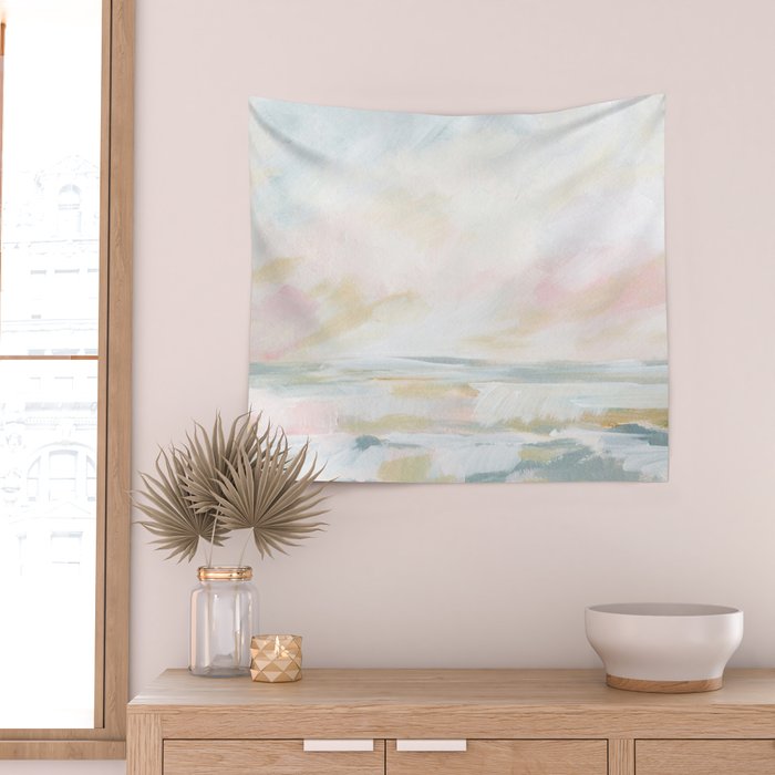 Golden Hour - Pastel Seascape Wall Tapestry Gallery Image 2