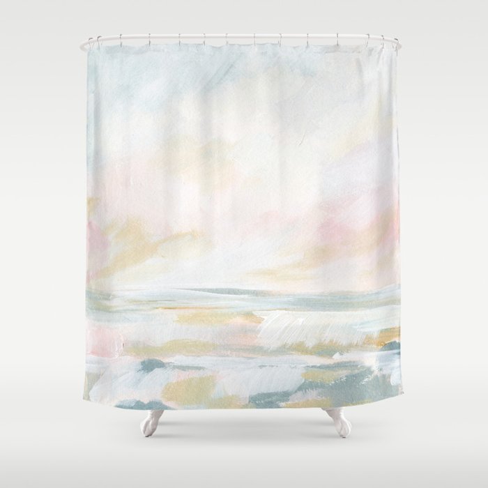 Golden Hour - Pastel Seascape Shower Curtain Gallery Image 1